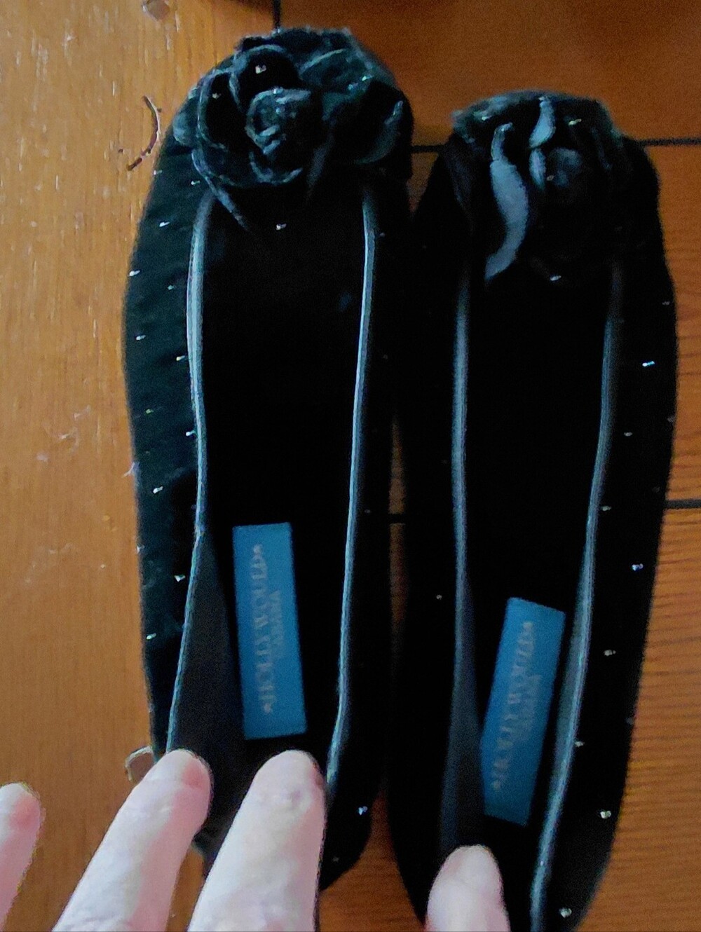 Hollywould Cabana black velvet ballet flats, sz 38.5 (8.5), nwt
